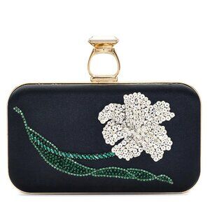 SACHIN & BABI CLUTCH - EMBROIDERED ON THE ROCKS CLUTCH - BLACK